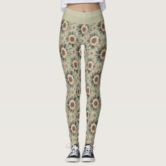 Blommor på salvgrönt leggings