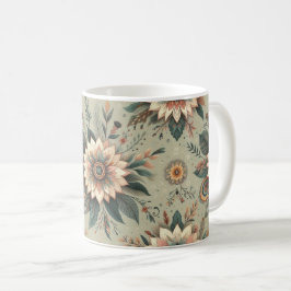 Blommor på salvja kaffemugg
