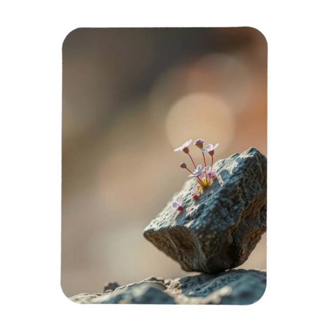 Blommor på sten magnet (Vertikal)