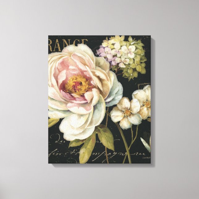 Blommor på svart canvastryck (Framsida)