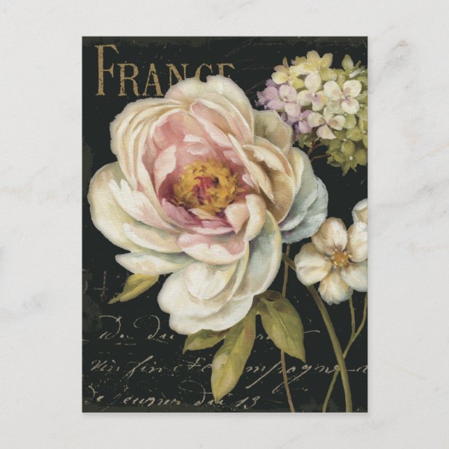 Blommor på svart vykort (Framsida)