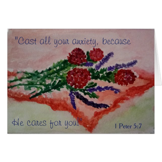 Blommor på tablecloth hälsningskort (Framsidan Horizontal)