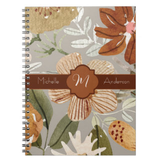 Blommor på Taupe Spiral-anteckningsboken Anteckningsbok