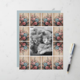 Blommor på träjournalekortdekoration