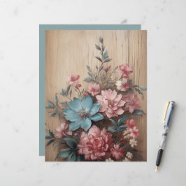 Blommor på träjournalekortdekoration