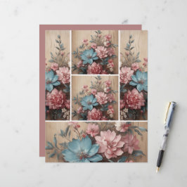 Blommor på träjournalekortdekoration