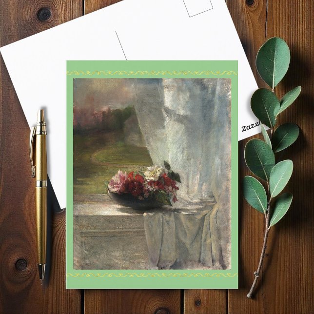 Blommor på Window Ledge (c. 1861), John La Farge Vykort (Skapare uppladdad)