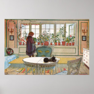 Blommor på Windows av Carl Larsson Poster