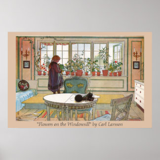 Blommor på Windows Sill Carl Larsson Art Print Poster