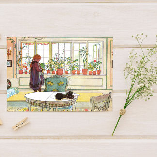 Blommor på Windows sill Carl Larsson Svenska Vykort