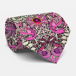 BLOMMOR, PÅFÅGLAR OCH ROSA GEMSTEN FÖR DRAKAR SLIPS