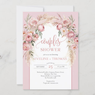 Blommor pampas boho par dusch inbjudningar