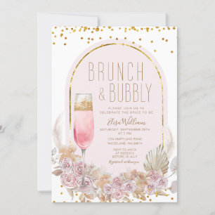 Blommor Pampas Brunch & Bubly Möhippa Inbjudningar