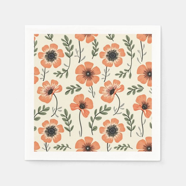 Blommor Pappra och Party Napkins Pappersservett (Framsidan)