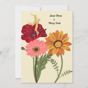 Blommor par i Joy och Kärlek Bröllop Inbjudningar