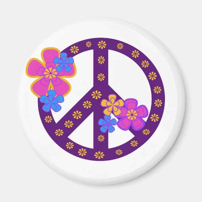 Blommor Peace Symbol Magnet (Framsidan)