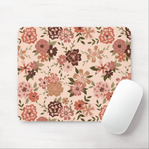 Blommor Peach Brown Botanical Mönster Musmatta