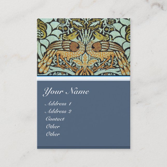 BLOMMOR, PEACOCKER OCH DRAGONER MONOGRAM VISITKORT (Framsida)