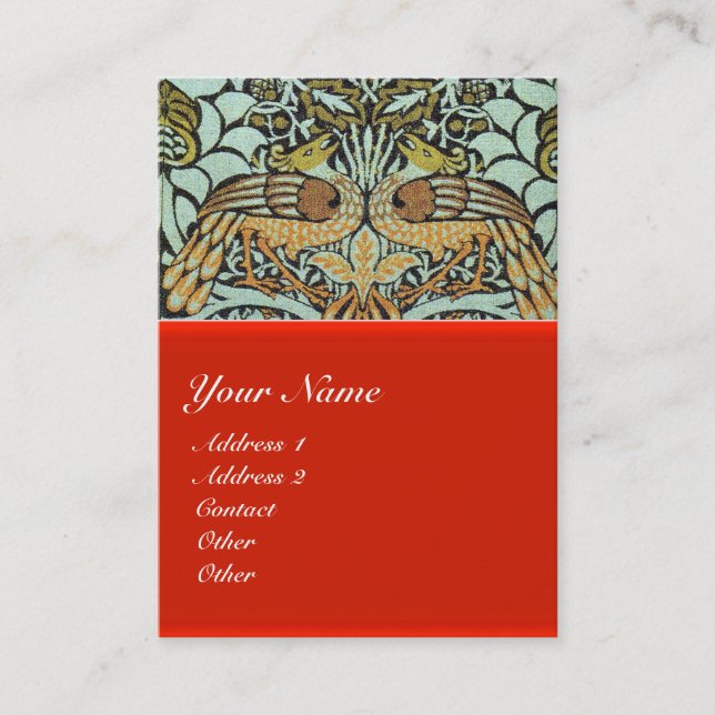 BLOMMOR, PEACOCKER OCH DRAGONER MONOGRAM VISITKORT (Framsida)
