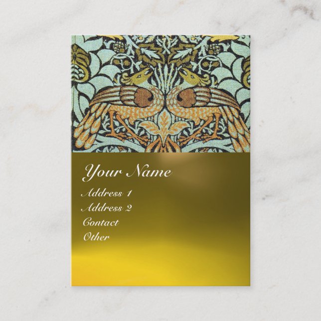 BLOMMOR, PEACOCKER OCH DRAGONER MONOGRAM VISITKORT (Framsida)