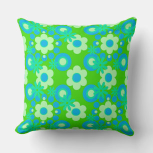 Blommor Pearls Donuts Spearmint Blue Apple Grönt Kudde