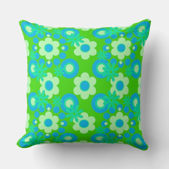 Blommor Pearls Donuts Spearmint Blue Apple Grönt Kudde (Framsida)