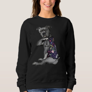 Blommor Pitbull i Kärlek Mamma Hippie Hund Pitbull T Shirt