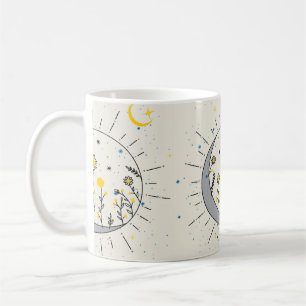 Blommor planeten sol och måne kaffemugg