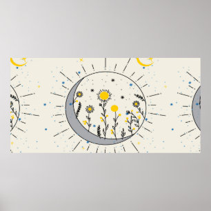 Blommor planeten sol och måne poster