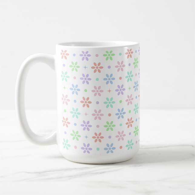 Blommor, prickar och gnistor kaffemugg (Vänster)