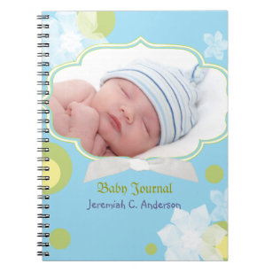 Blommor & pricker journalen för fotoet för nyfödd anteckningsbok med spiral