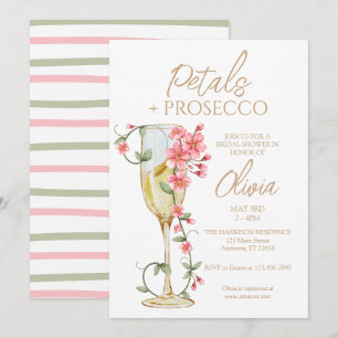 Blommor & Prosecco Blommig Bröllopsfestinladning Inbjudningar