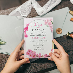 Blommor & Prosecco Blomsterarkad Sommar Bröllopsfe Inbjudningar