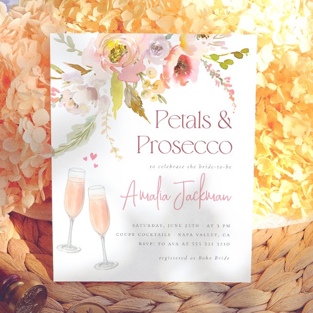 Blommor & Prosecco Blomsterbröllopsfestinladning (Skapare uppladdad)