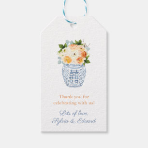 Blommor Pumpkin White Grekiska Nyckel Baby Shower Presentetikett