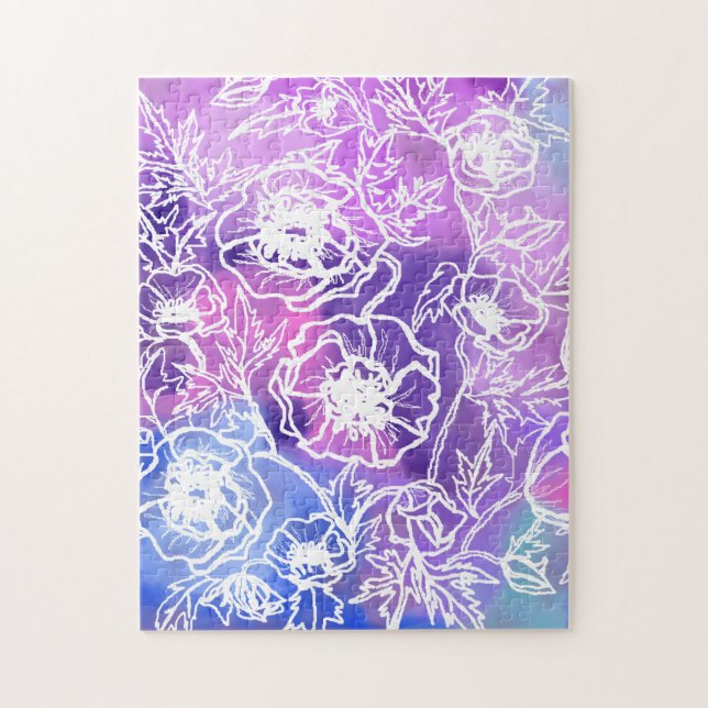 Blommor Pussel Lila Blommig Målning (Vertikal)