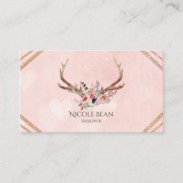 Blommor & rådjur horn Boho Chic Glam Visitkort