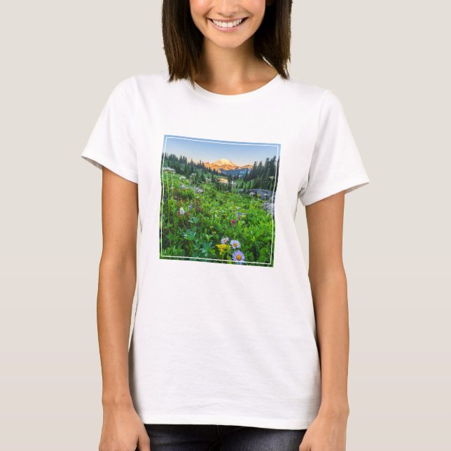 Blommor | Rainiers nationalpark T Shirt (Framsida)