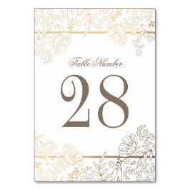 Blommor Ram Bröllop vid Vintagen Vita och Guld Bordsnummer