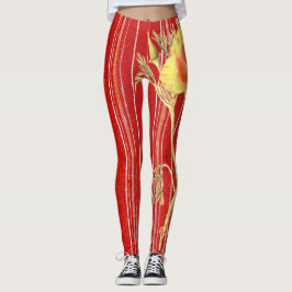 BLOMMOR RAND POPPIES, RED STRIPED LEGGINGS