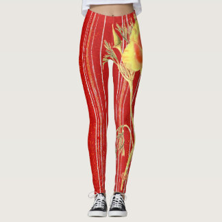 BLOMMOR RAND POPPIES, RED STRIPED LEGGINGS