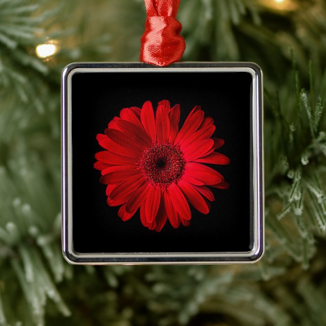 Blommor | Red Gerbera Daisy Julgransprydnad Metall (Träd)