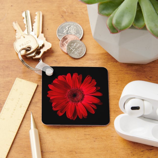 Blommor | Red Gerbera Daisy Nyckelring (Skrivbord)
