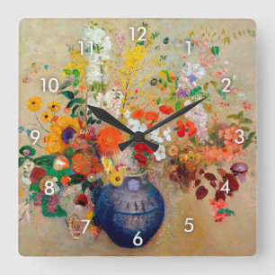 Blommor, Redon Fyrkantig Klocka
