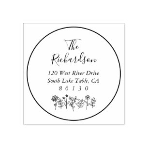 Blommor, Returadress med skåldiameter, självtrycka Stämpel