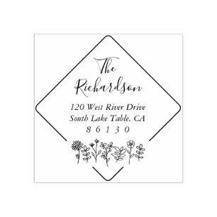 Blommor, Returadress med skåldiameter, självtrycka Stämpel