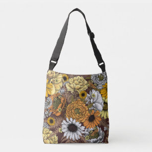 Blommor-, ro, ponnyer, daisy, fauna axelväska