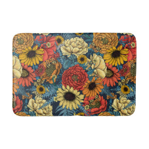 Blommor-, ro, ponnyer, daisy, fauna badrumsmatta