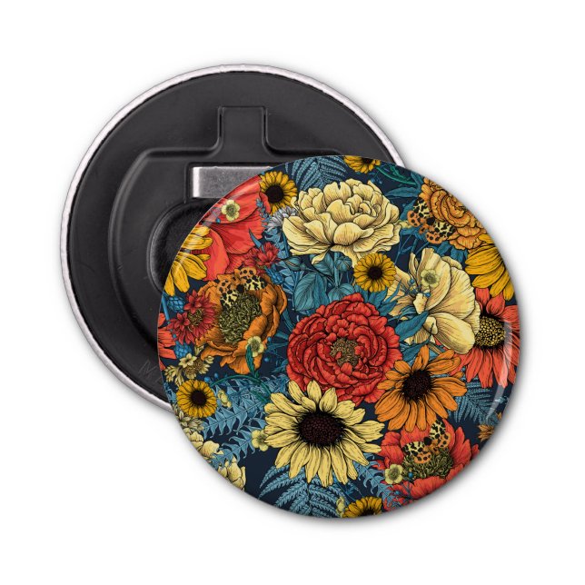 Blommor-, ro, ponnyer, daisy, fauna flasköppnare (Framsidan)