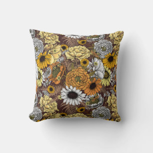 Blommor-, ro, ponnyer, daisy, fauna kudde